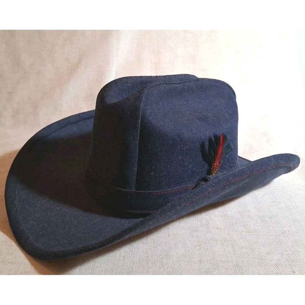 Vintage Denim Western Hat by Western Trails 70's